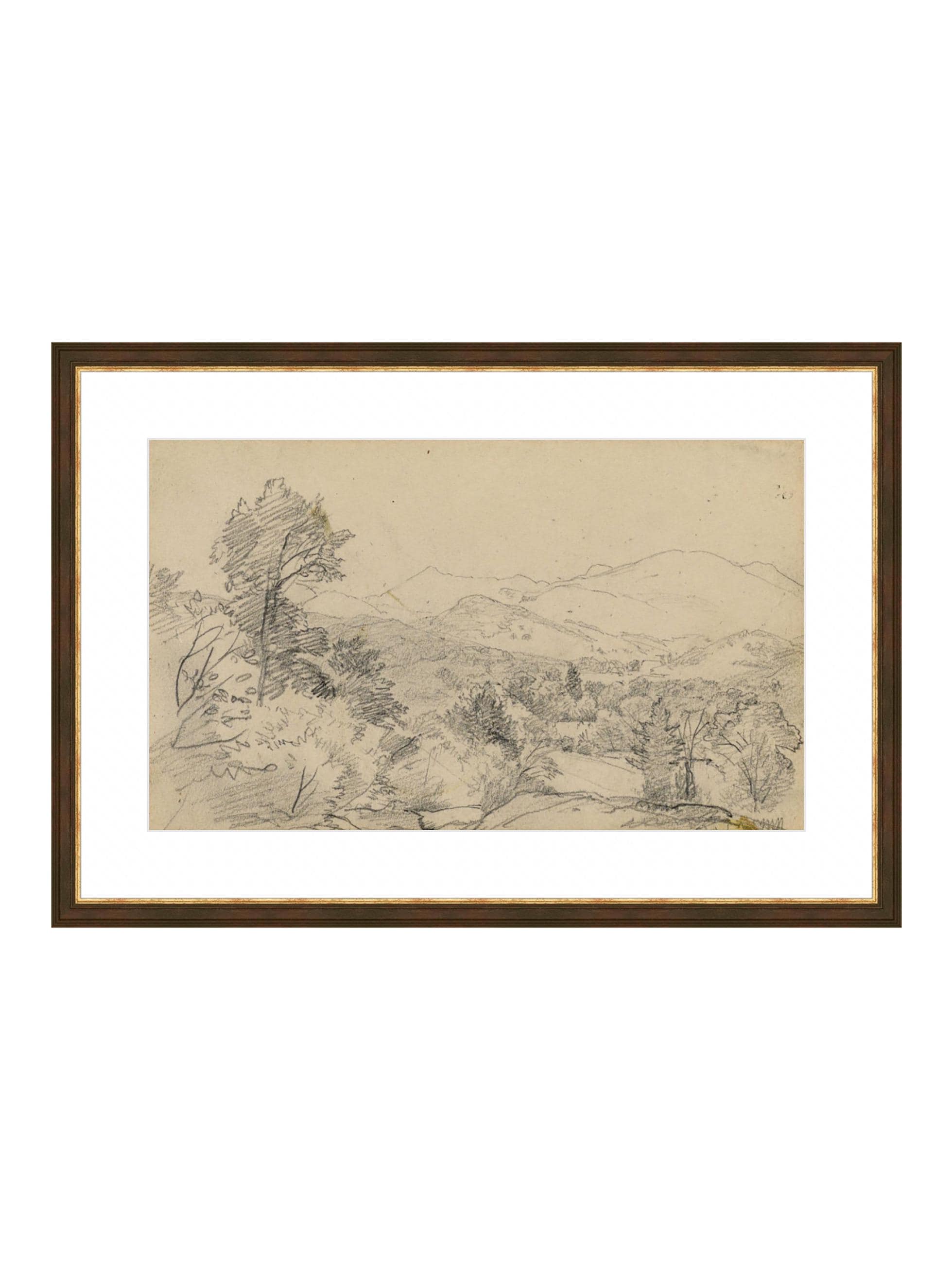 Mountain Vintage Art | Vintage Sketch Art Print | Landscape Drawing | Giclee Printed and Shipped Art | Mountain Art Prints | Forest Prints