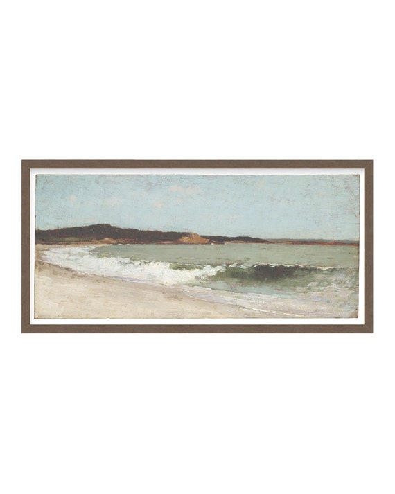 Eagle Head Beach. Narrow Coastal Art. Vintage Coastal Wall Art. Vintage Beach Art.
