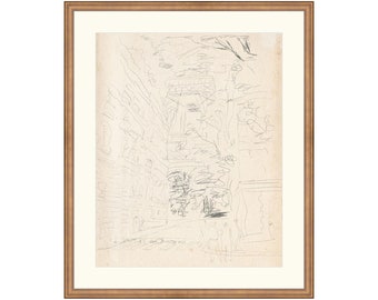 Abstrakte Stadt. Paris Druckbare Wandkunst, Abstrakte Stadtlandschaftszeichnung, Neutrales Urban Dekor, Skandinavischer Digitaler Download, Moderner Druck