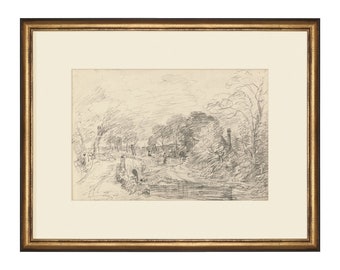 Promenade Drawing I | Landscape Drawing | Landscape Sketch Print | Kitchen Art Decor | Drawing Wall Art | Sketch Art | Living Room Decor Art