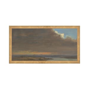Flush. Cloudy Skies Canvas. Vintage Landscape Art. Moody Wall Art. River Landscape Painting. Antique Art Print. countryside oil painting.
