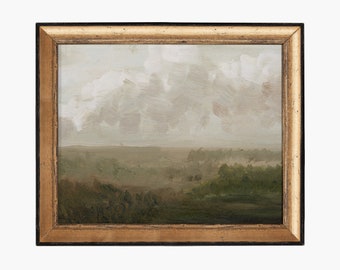 Moody Prairie. Pasture Oil Painting Print. Prairie Art Print. Oil Painting Landscape Vintage. Prairie Painting. Antique Landscape Print.