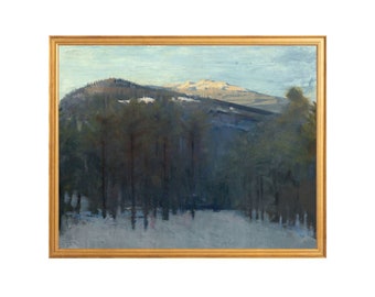 ART PRINT | The Way To The Mountains | Mountain Oil Landscape | Winter Landscape Art | Mountain Art Decor | Christmas Landscape Wall Art