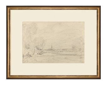 Promenade Drawing III. Antique Landscape Prints. Landscape Sketches Black and White. Printed and Shipped Sketch.