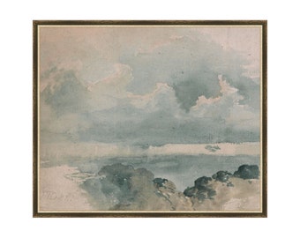 Watercolor Cloud Study. Watercolor Clouds Painting. Clouds Painting Print. Sky Painting Printed. Clouds Print. Cloudy Sky Painting. Decor.