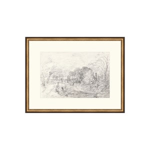 FRAMED. Promenade Drawing I. Framed Landscape Drawing. Framed Landscape Sketch. Framed Drawing Landscape Art.