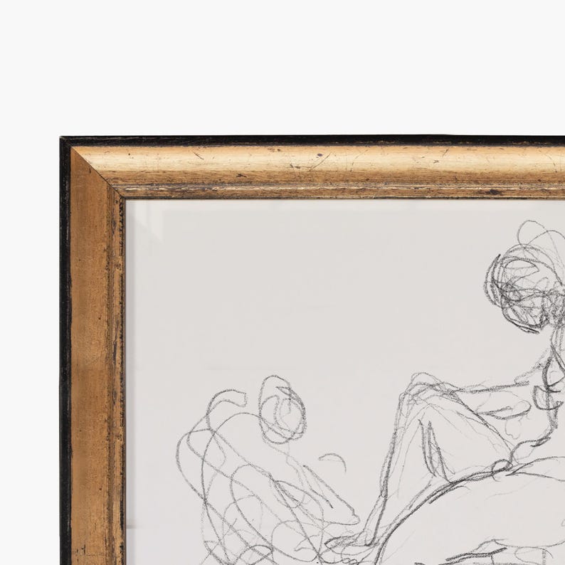 FRAMED. Together 3. Figure Study Drawing. Figure Sketch Vintage. Body Drawing Wall Art. image 4