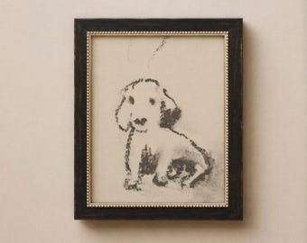 Charcoal Dog n° II. Imprimé Charcoal Dog d'inspiration vintage en noir et crème