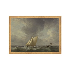 FRAMED. Voyage. Vintage Seascape Painting. Sail Boat Art. Coastal Prints Framed. Seascape Oil Painting. Framed Ocean Painting. Ocean Art. image 1