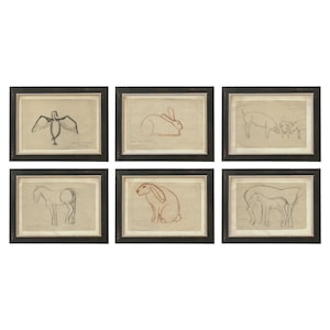 Set of 6 Prints Animal Sketches. Animal Print Set. Vintage Room Decor. Gallery Wall Art Print. Animal Art Prints Sets. Nursery Farm Animals