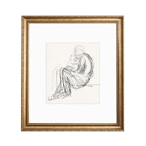 MOTHERHOOD Art | Vintage Sketch | Figure Drawing Charcoal Printed and Shipped | Vintage Wall Decor | Art Print Drawing | Art Gift for Woman