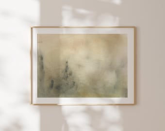 Impressions vertes. Estampe abstraite vert olive. Paysage aux tons neutres et chaleureux, impression giclée encadrée.
