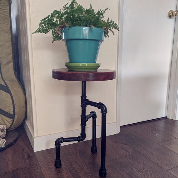 Plant Stand Irene Steel Pipe Plant Stand With Reclaimed Etsy