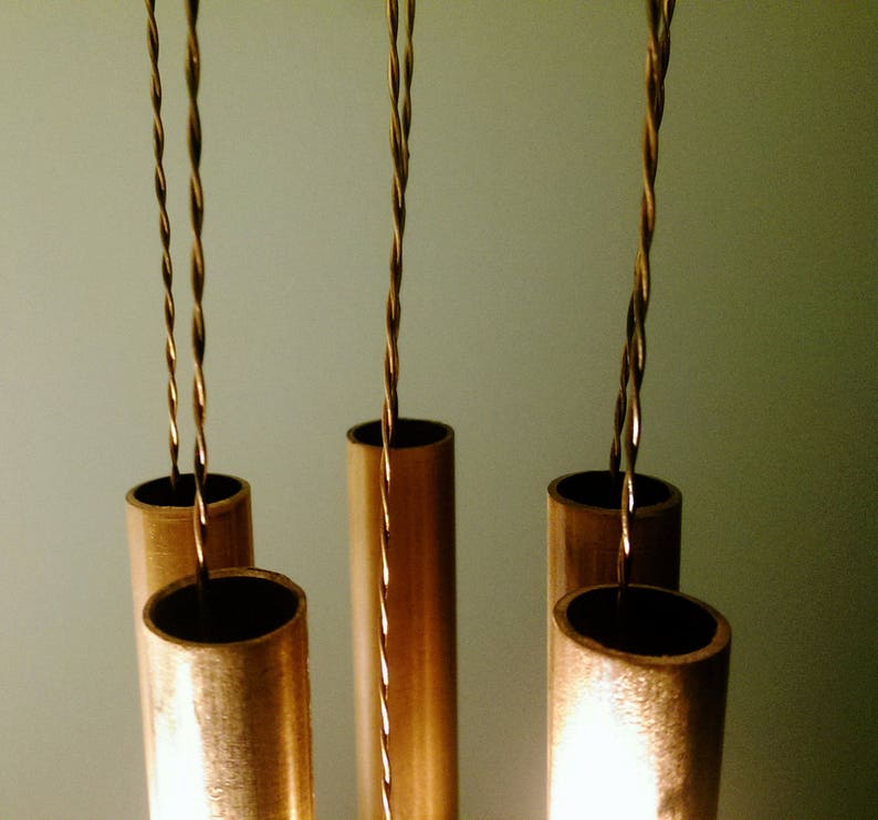 32 Oak and Cherry Box Wood Recycled Copper Wind Chime image 6