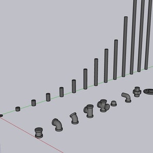 Componentes de SketchUp - Accesorios de tubería de hierro negro de media pulgada