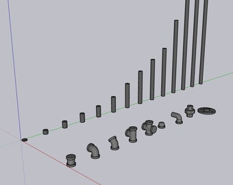 SketchUp Components - Half Inch Black Iron Pipe Fittings