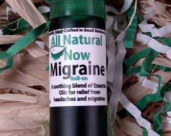 Migraine Roll-on 100% Pure Therapeutic Grade Organic Essential Oils Pain Relief for Migraines and Headaches, Stress, Tension, Neck and Back