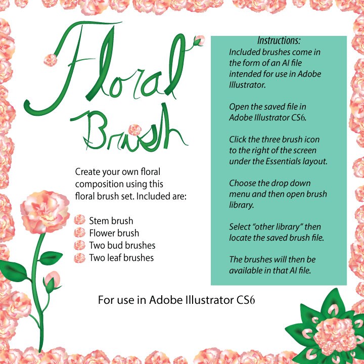 Adobe Illustrator Wild Rose Brush Set for Use in Adobe Etsy