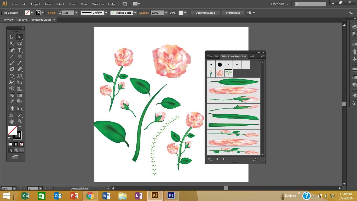 Adobe Illustrator Wild Rose Brush Set for Use in Adobe Etsy