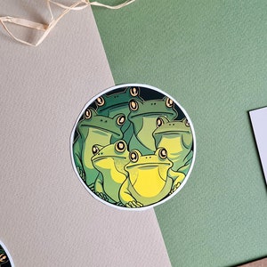 Sticker Crapaud dans un trou, mignon et drôle dessiné à la main