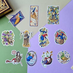 Odd Dudes, Sticker-Set, bestehend aus 11 verschiedenen Stickern, inspiriert von schrägen mittelalterlichen Zeichnungen