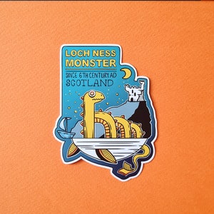 Loch Ness Monster, Nessie, cute original art, vinyl sticker