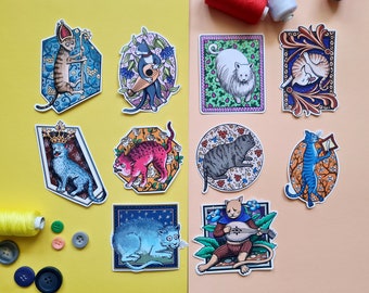 Medieval Cats vinyl sticker set