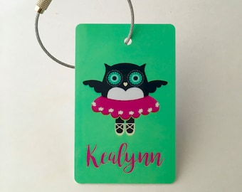 Personalized Diaper Bag Tag - FREE SHIPPING, Luggage Tag, Owl, Owl Gift, Green Luggage Tag, Diaper Bag, Back Pack Tag, Back to School, Kid