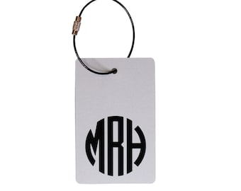 Luggage Tags -  (6 Tags) Silver and Black Monogrammed Luggage Tags, Custom Luggage Tag, Luggage Tag, Luggage Tag Personalized, FREE SHIPPING