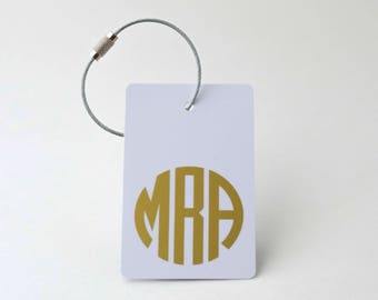 Luggage Tag - FREE SHIPPING, White and Gold Personalized Luggage Tag, Custom Luggage Tag, Monogram Luggage Tag, Gold Luggage Tag, Bride