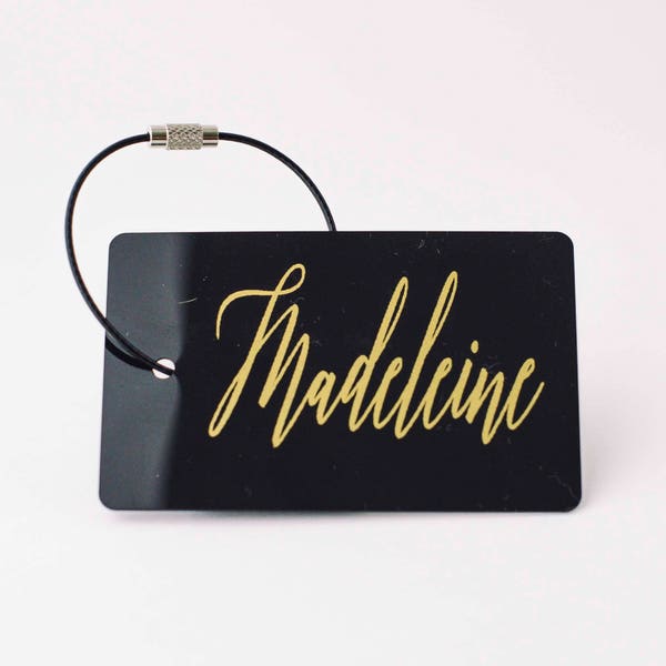 Luggage Tag - FREE SHIPPING, Black and Gold Personalized Luggage Tag, Bag Tag, Custom Luggage Tag, Travel Gift, Custom Gifts, Travel Tag