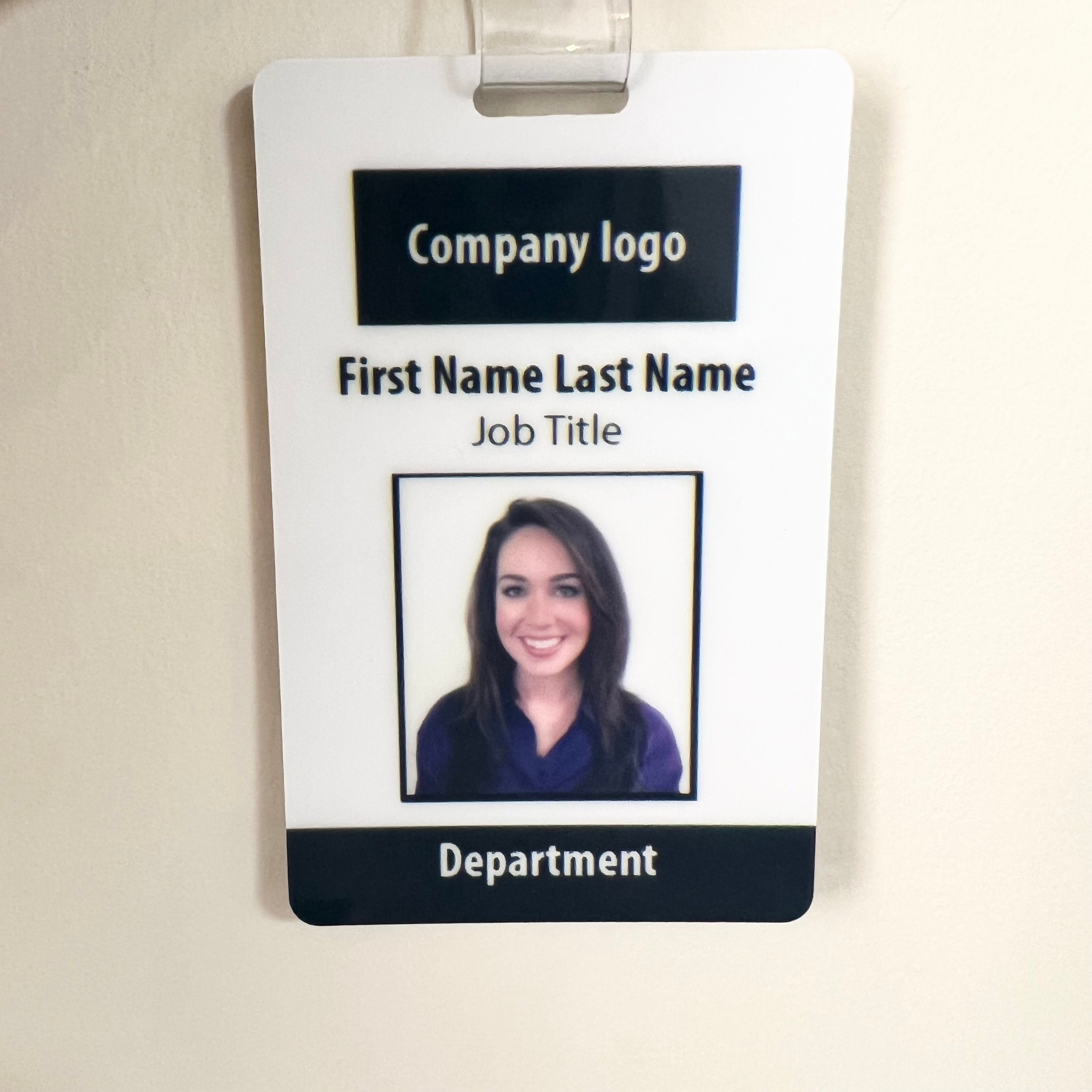 Custom id badge free shipping work id card plastic badge etsy