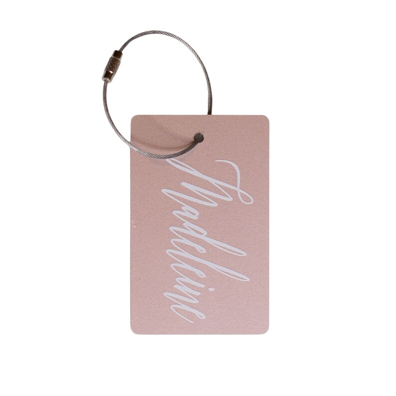 Custom Luggage Tag FREE SHIPPING, Rose Gold Personalized Luggage Tag, Bag Tag, Back Pack Tag, Travel Gift, Luggage Tag Personalized image 2