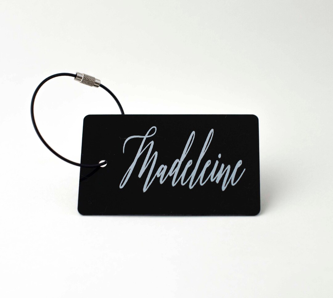 Black Luggage Tag FREE SHIPPING, Black and White Personalized Luggage