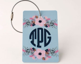 Monogram Luggage Tag - FREE SHIPPING, Floral Luggage Tag, Custom Luggage Tag, Personalized Luggage Tag, Bag Tag, Luggage Tag, Bride Gift,