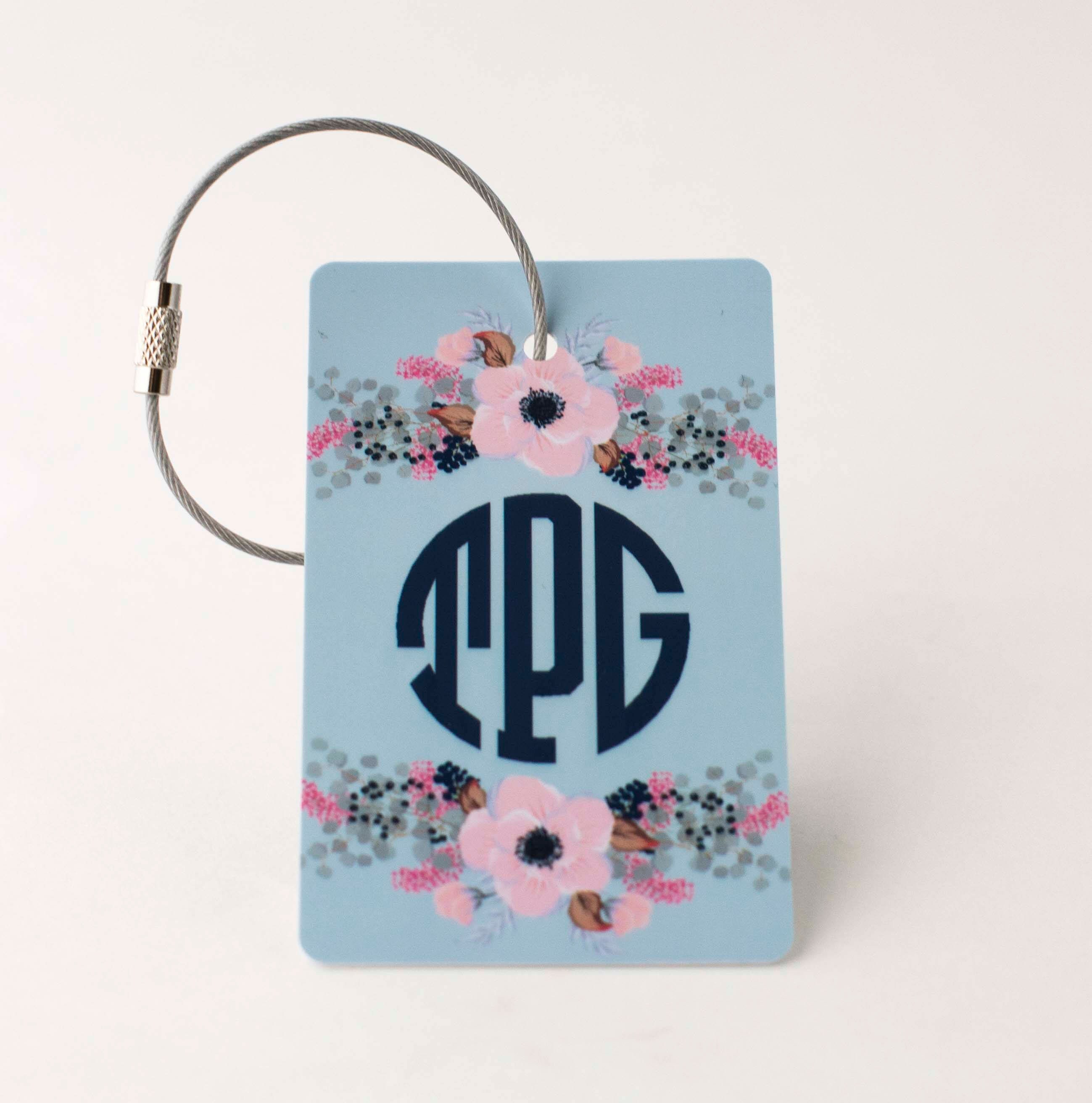 Monogram Luggage Tag FREE SHIPPING Floral Luggage Tag Etsy