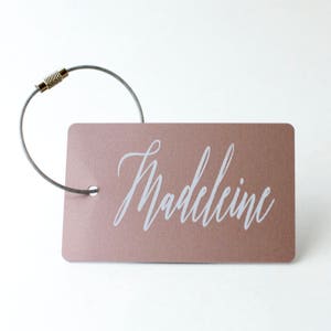 Custom Luggage Tag FREE SHIPPING, Rose Gold Personalized Luggage Tag, Bag Tag, Back Pack Tag, Travel Gift, Luggage Tag Personalized image 1