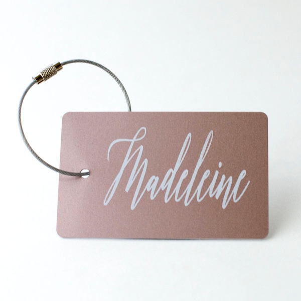 Custom Luggage Tag - FREE SHIPPING, Rose Gold Personalized Luggage Tag, Bag Tag, Back Pack Tag, Travel Gift, Luggage Tag Personalized