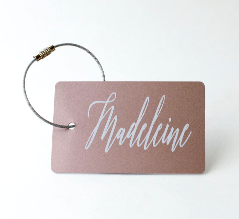 Custom Luggage Tag FREE SHIPPING, Rose Gold Personalized Luggage Tag, Bag Tag, Back Pack Tag, Travel Gift, Luggage Tag Personalized image 1