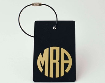 Luggage Tags - (7 tags) Black and Gold Personalized Monogram Luggage Tag, Custom Luggage Tag, Travel Gift, Bag Tag, FREE SHIPPING