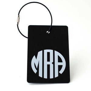 Kofferanhänger Versandkostenfrei, Schwarz weiß Monogramm Kofferanhänger, personalisiertes Gepäckanhänger, personalisiertes Geschenk Bild 1