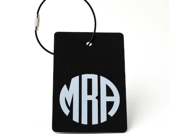 Luggage Tag - FREE SHIPPING, Black and White Monogram Luggage Tag, Personalized Luggage Tag, Custom Luggage Tag, Personalized Gift