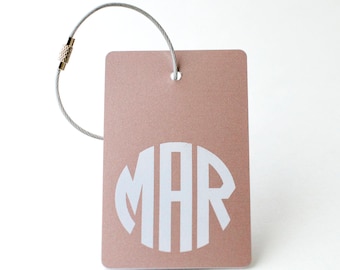 Rose Gold Monogram Luggage Tag - FREE SHIPPING, Rose Gold Monogram Luggage Tag, Luggage Tag, Custom Luggage Tag, Custom Gift, Monogram Gift