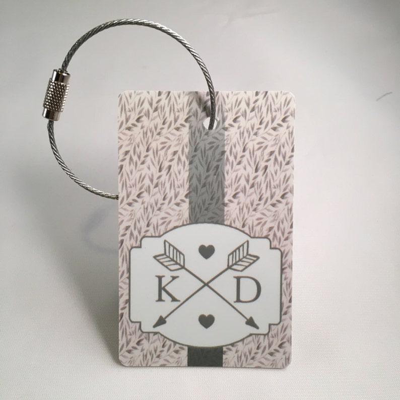 Pink Luggage Tag FREE SHIPPING Pink and Grey Custom Luggage Etsy