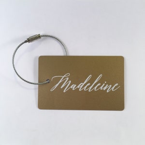 Bag Tag 3 Tags Gold and White Personalized Luggage Tag, Luggage Tag Personalized, Bridal Party, Bridesmaids, Groomsmen, FREE SHIPPING image 1