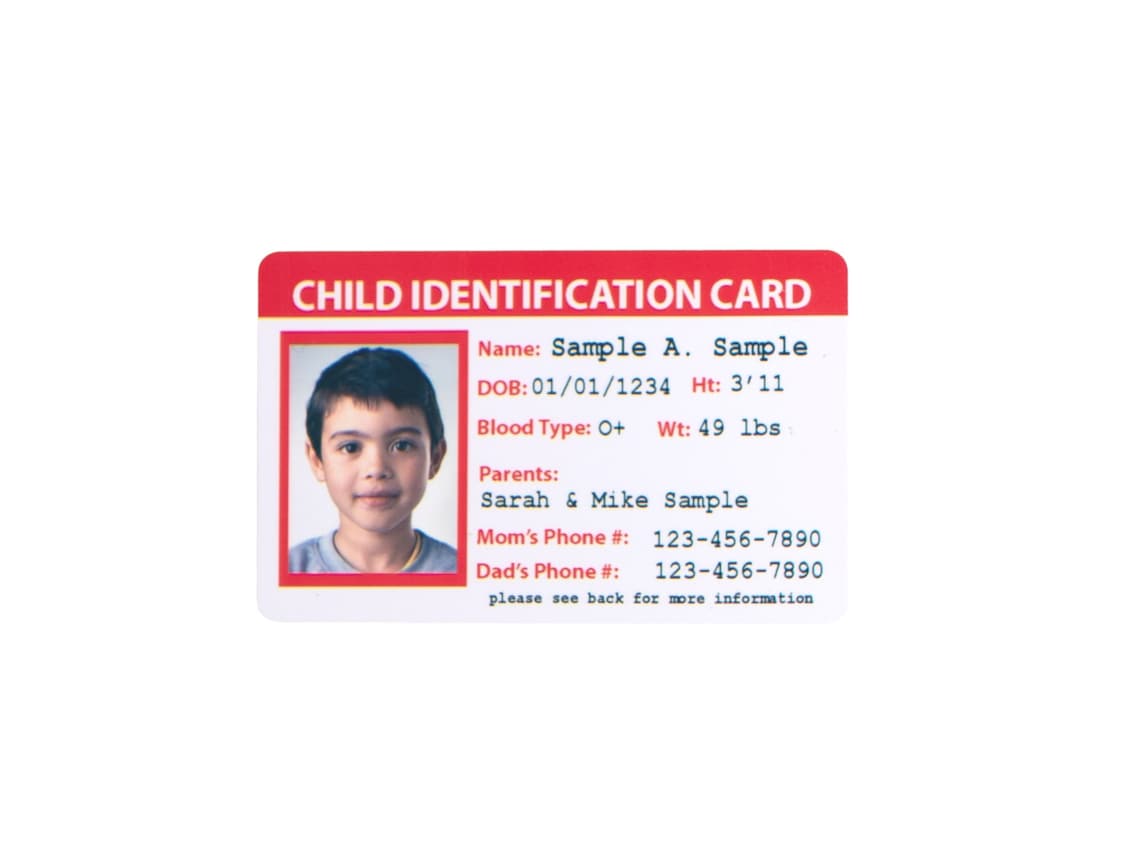Child ID Card Design Your Own Child Id Card Plastic Badge Etsy