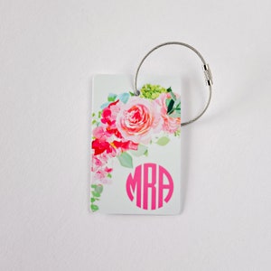 Monogram Luggage Tag - FREE SHIPPING, Floral Luggage Tag, Custom Luggage Tag, Personalized Luggage Tag, Bag Tag, Luggage Tag, Bride Gift,