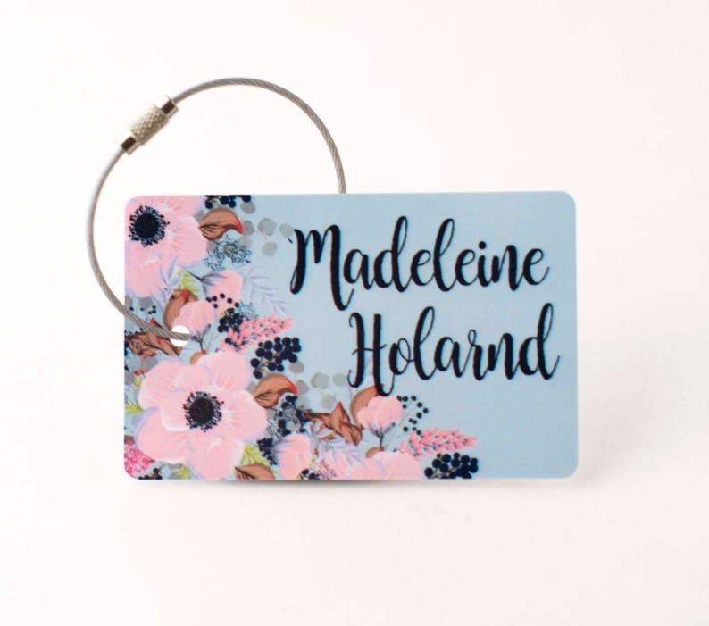 23 Best Travel Gifts for Her featured by top US travel blogger, Marcie in Mommyland: Floral Luggage Tag  FREE SHIPPING Luggage Tag Custom image 0