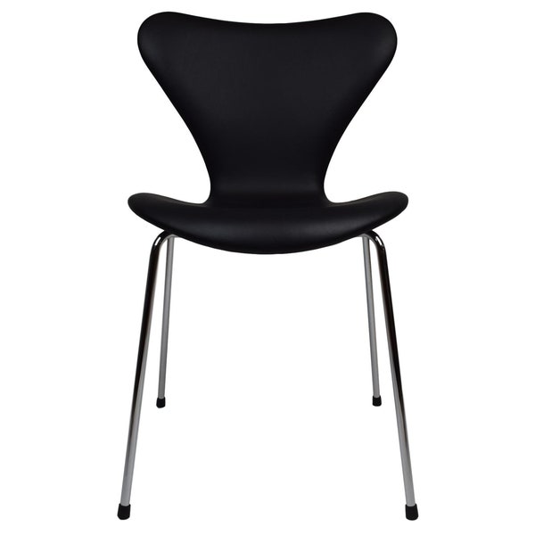 Arne Jacobsen 3107 dining chair, high-quality Silk aniline leather upholstery, made in Denmark