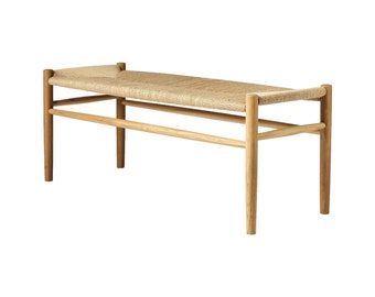 Jørgen Bækmark Model J83B Oak Bench With Hand Woven Paper Cord Seat